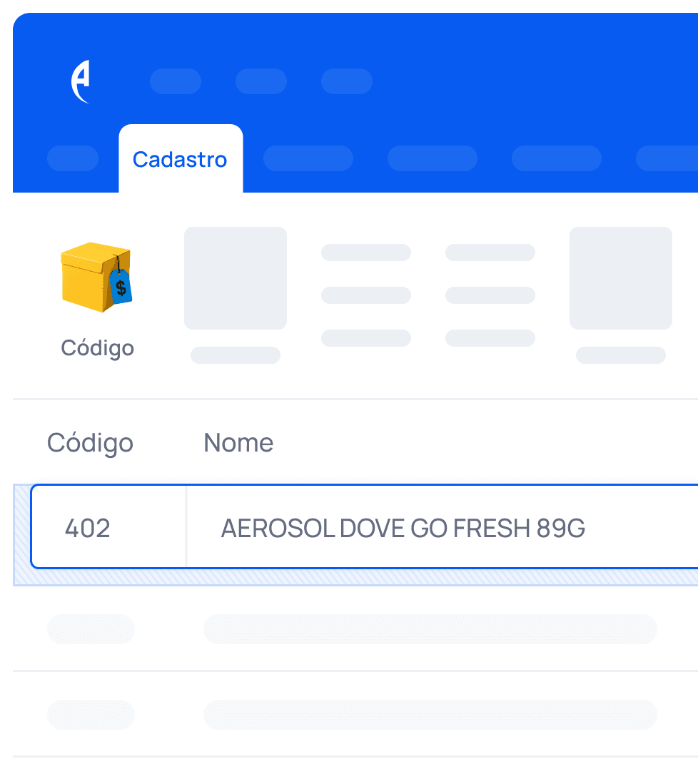 Ilustração dos cadastros no sistema